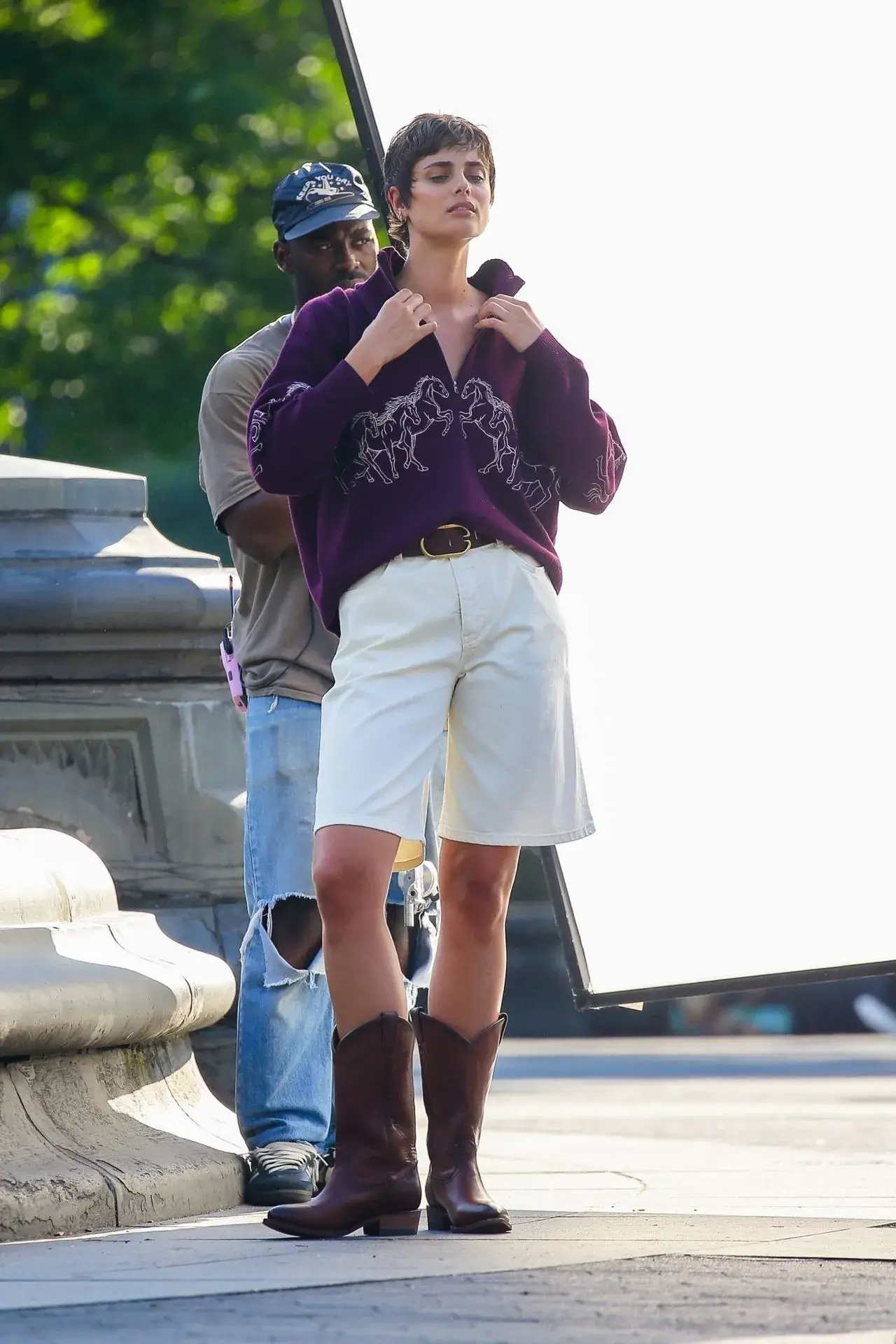 Taylor Hill Shooting a Video in Washington Square Park in New York City